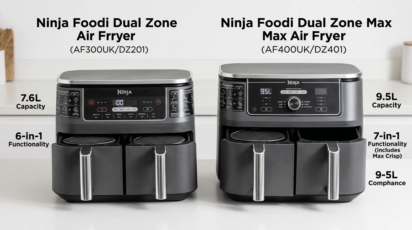 A image of Ninja Foodi Dual Zone Vs Dual Zone Max